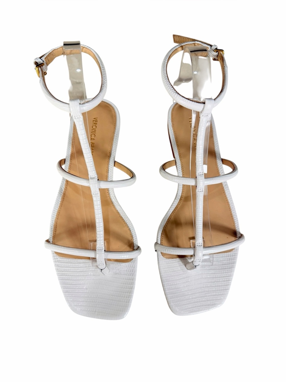 Veronica Beard White Sandal T-Bar Flat  Size 7 Minimalist - Picture 3 of 10